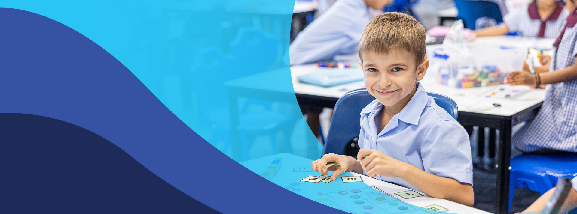 Student learning to count in the classroom at St John's Primary School Riverstone