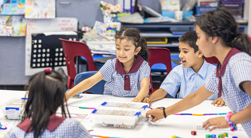 Students learning together in the classroom at St John's Primary School Riverstone