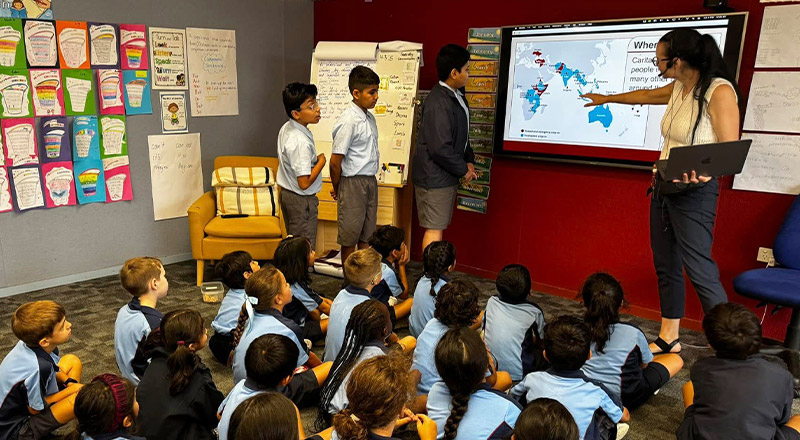 Students learning in the classroom at St John's Primary School Riverstone